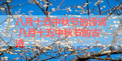 八月十五中秋节的诗词 八月十五中秋节的古诗 
