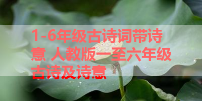1-6年级古诗词带诗意 人教版一至六年级古诗及诗意 