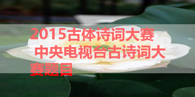 2015古体诗词大赛 中央电视台古诗词大赛题目 