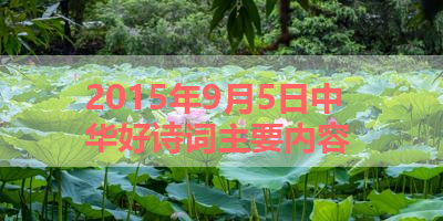 2015年9月5日中华好诗词主要内容 