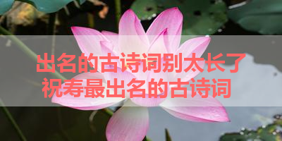 出名的古诗词别太长了 祝寿最出名的古诗词