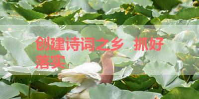 创建诗词之乡  抓好落实 