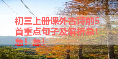 初三上册课外古诗前5首重点句子及解析急！急！急！ 