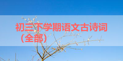 初三下学期语文古诗词（全部） 