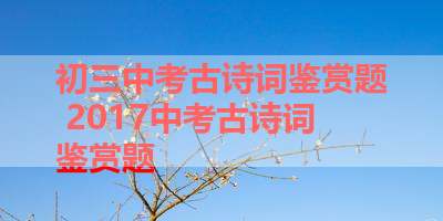 初三中考古诗词鉴赏题 2017中考古诗词鉴赏题