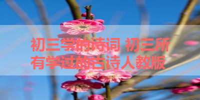 初三学的诗词 初三所有学过的古诗人教版 