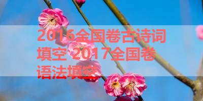 2016全国卷古诗词填空 2017全国卷语法填空