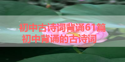 初中古诗词背诵61篇 初中背诵的古诗词