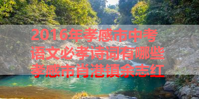 2016年孝感市中考语文必孝诗词有哪些 孝感市肖港镇余志红