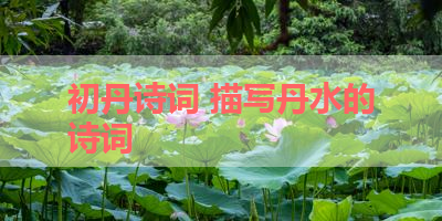 初丹诗词 描写丹水的诗词