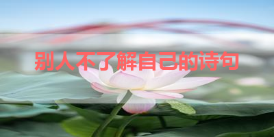 别人不了解自己的诗句 