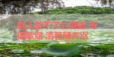 别人管不了的诗词 诗词歌赋 清管随齐讴