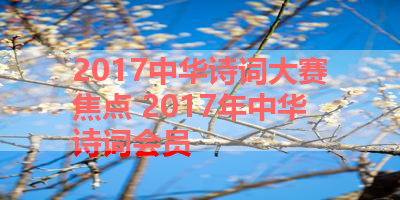 2017中华诗词大赛焦点 2017年中华诗词会员