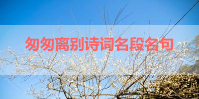匆匆离别诗词名段名句 