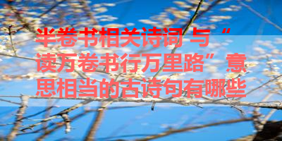半卷书相关诗词 与“读万卷书行万里路”意思相当的古诗句有哪些 