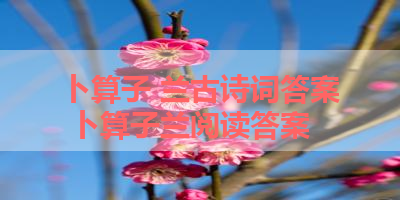 卜算子 兰古诗词答案 卜算子兰阅读答案