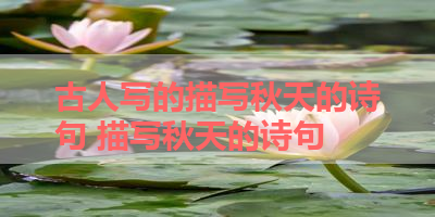 古人写的描写秋天的诗句 描写秋天的诗句
