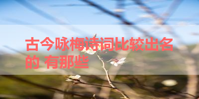 古今咏梅诗词比较出名的 有那些 