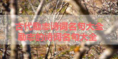 古代励志诗词名句大全 励志的诗词名句大全
