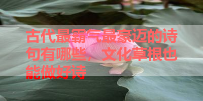 古代最霸气最豪迈的诗句有哪些，文化草根也能做好诗 