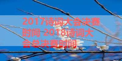 2017诗词大会决赛时间 2018诗词大会总决赛时间 