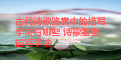 古代诗歌鉴赏中的描写手法有哪些 诗歌鉴赏描写手法