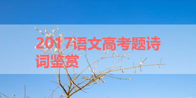 2017语文高考题诗词鉴赏 
