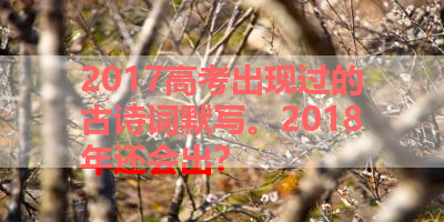 2017高考出现过的古诗词默写。2018年还会出？ 