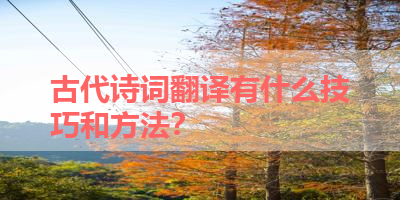 古代诗词翻译有什么技巧和方法？ 