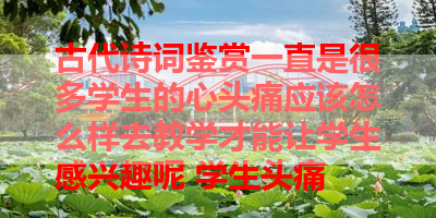 古代诗词鉴赏一直是很多学生的心头痛应该怎么样去教学才能让学生感兴趣呢 学生头痛