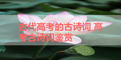 古代高考的古诗词 高考古诗词鉴赏