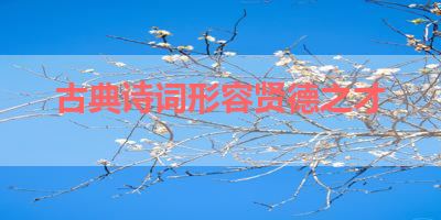 古典诗词形容贤德之才 