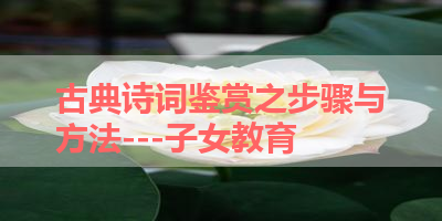 古典诗词鉴赏之步骤与方法---子女教育 