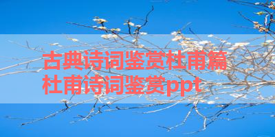 古典诗词鉴赏杜甫篇 杜甫诗词鉴赏ppt