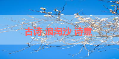 古诗 浪淘沙 诗意 