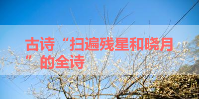 古诗“扫遍残星和晓月”的全诗 