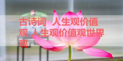 古诗词  人生观价值观 人生观价值观世界观