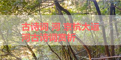 古诗词 河 京杭大运河古诗词赏析