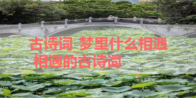 古诗词_梦里什么相遇 相遇的古诗词