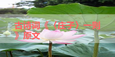 古诗词《〈庄子〉一则》原文 