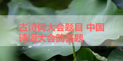 古诗词大会题目 中国诗词大会简答题