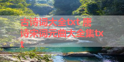 古诗词大全txt 唐诗宋词元曲大全集txt