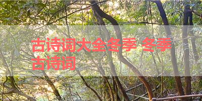 古诗词大全冬季 冬季古诗词