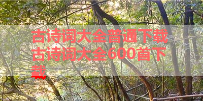 古诗词大全普通下载 古诗词大全600首下载