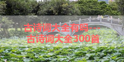 古诗词大全有吗--- 古诗词大全300首