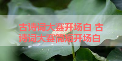 古诗词大赛开场白 古诗词大赛简短开场白