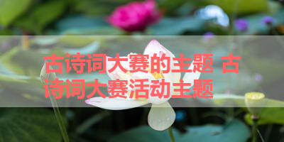 古诗词大赛的主题 古诗词大赛活动主题