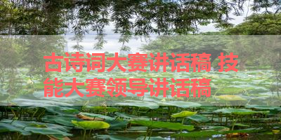 古诗词大赛讲话稿 技能大赛领导讲话稿