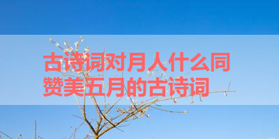 古诗词对月人什么同 赞美五月的古诗词