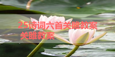 25诗词六首关雎教案 关雎教案